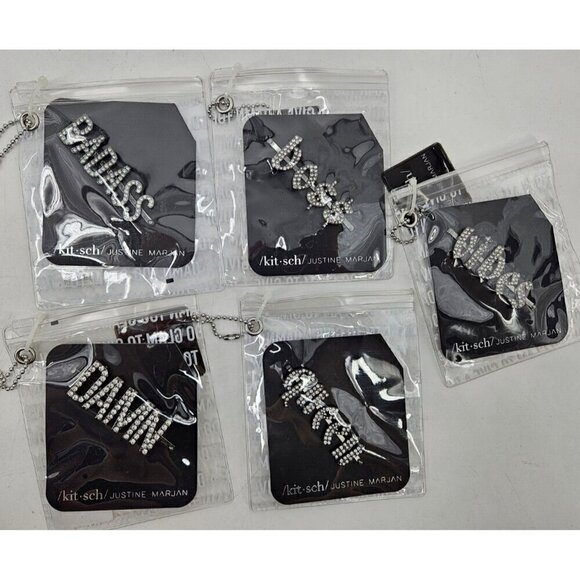 New Kitsch X Justine Marjan Rhinestone Bobby Pins QUEEN DAMN VIBES BOSS BADASS main image 9
